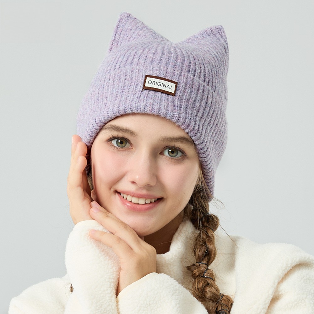 Cute Windproof Knitted Hat Winter Wool Thickened Warm Wool Hat beanie cap