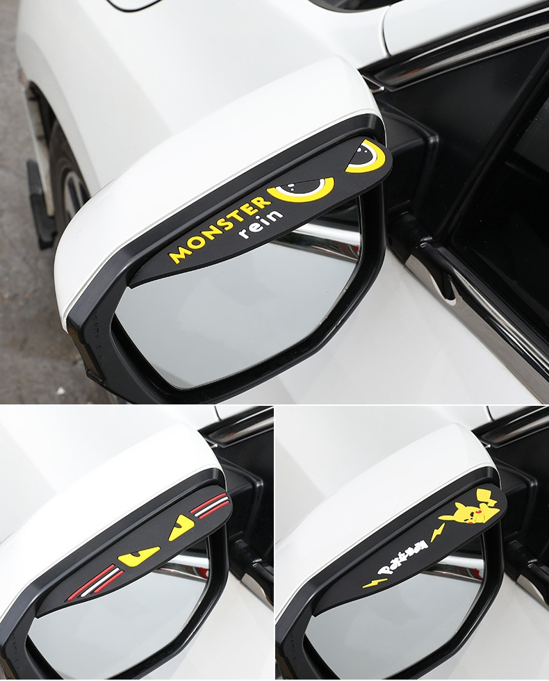 Pincuttee side mirror rain guards - black sport style, universal fit adhesive visors