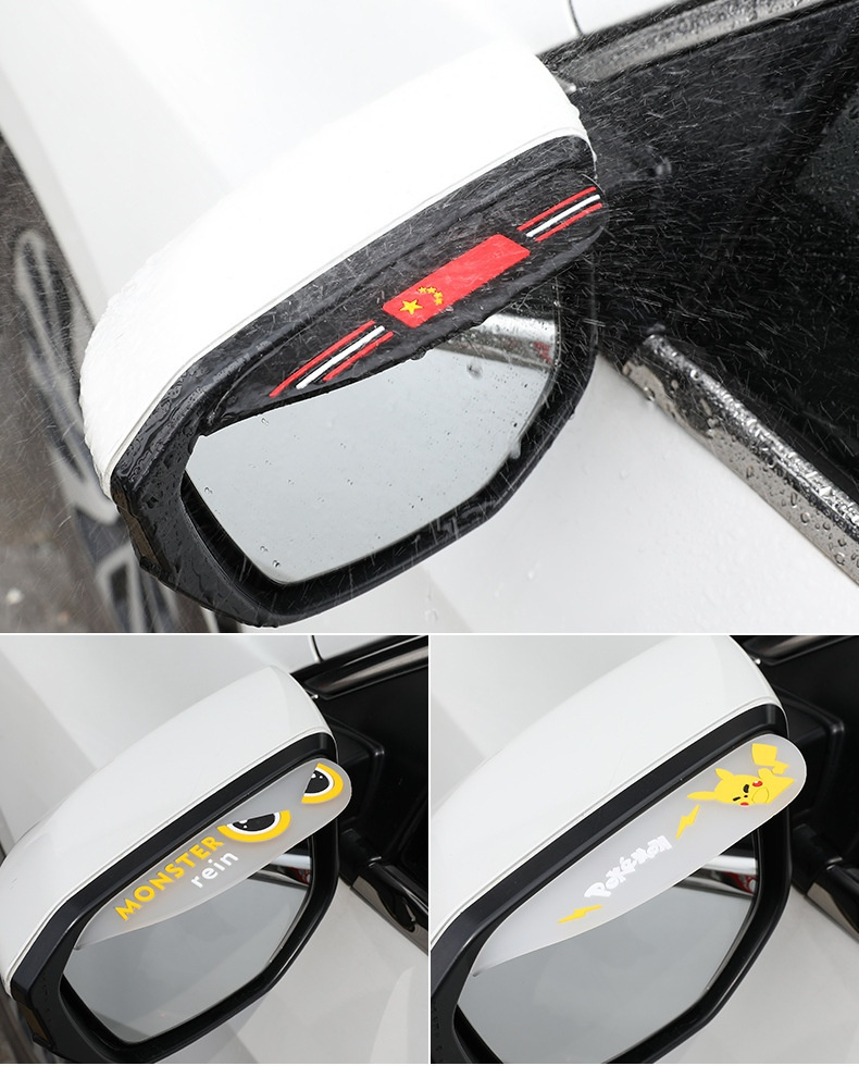 Pincuttee side mirror rain guards - black sport style, universal fit adhesive visors